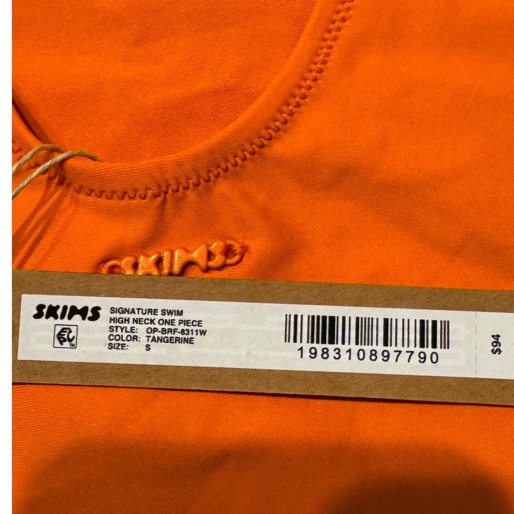 SKIMS Signature Swim High Neck‎ One Piece Tangerine Orange OP-BRF-8311W Womens S